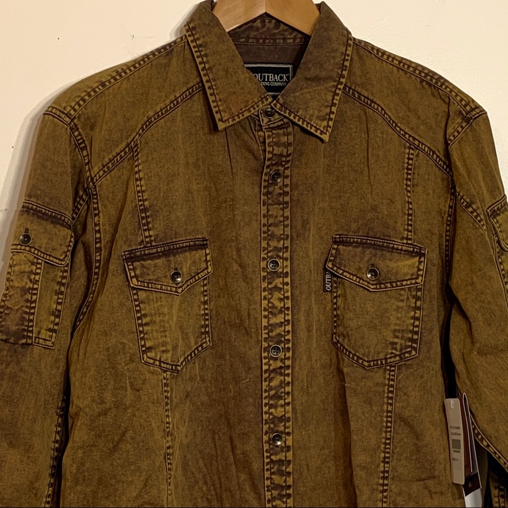 NWT Outback Trading Co Brown Button Down Shirt